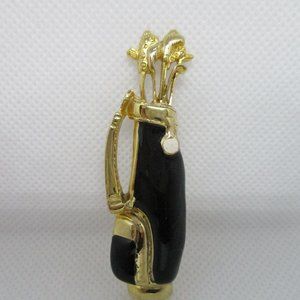 Golf Bag Enamel and Gold Tone Brooch Pin Jewelry